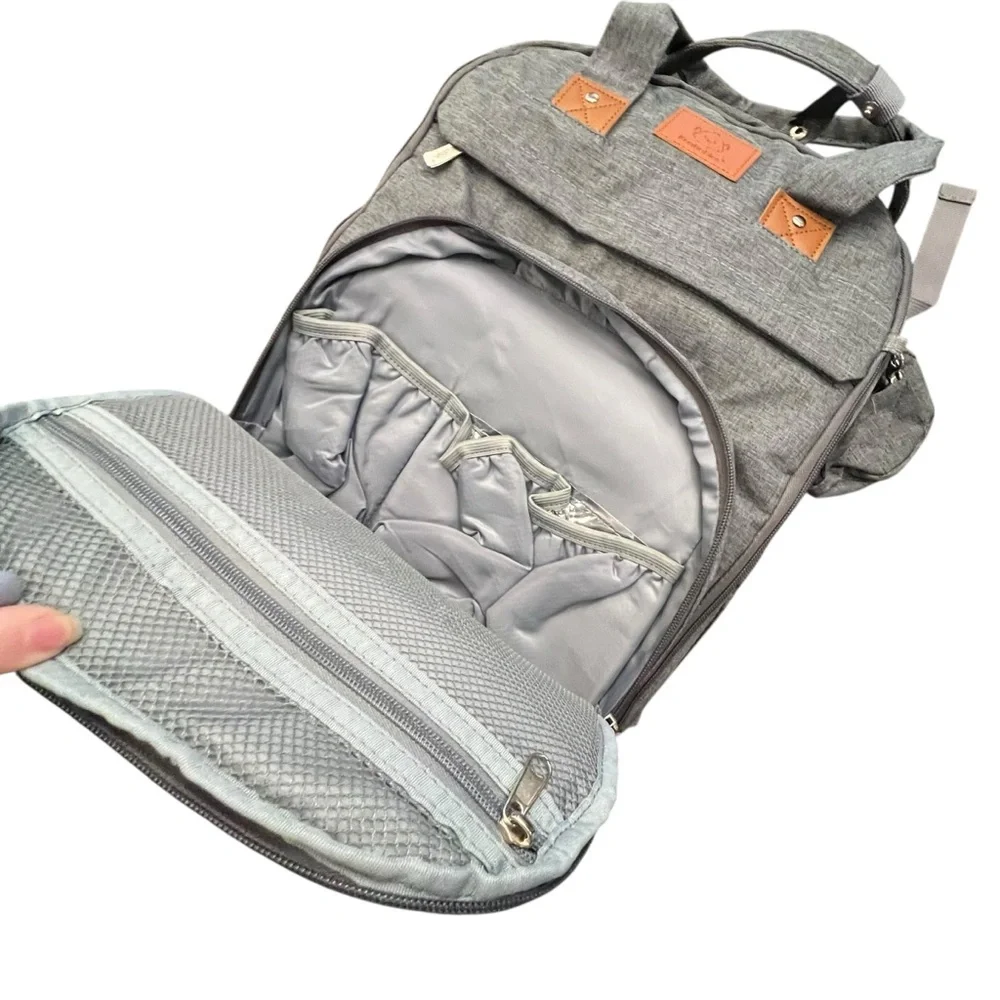 Keababies‎ Gray Quilted ROVE Diaper Backpack Baby Bag NEW 18 Pockets Change Mat